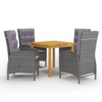 5-Piece Garden Dining Set Grey