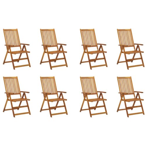 Folding Garden Chairs with Cushions 8pcs Solid Wood Acacia - Image 2