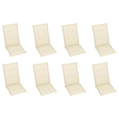 Folding Garden Chairs with Cushions 8pcs Solid Wood Acacia - Image 6