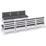 8-Piece Garden Lounge Set with Anthracite Cushions Pine Wood Outdoor Patio Furniture
