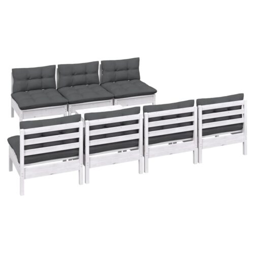 8-Piece Garden Lounge Set with Anthracite Cushions Pine Wood Outdoor Patio Furniture - Image 2