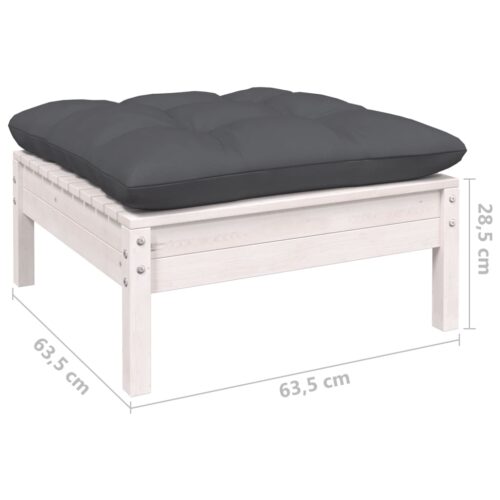 10-Piece Garden Lounge Set with Cushions White Pine Wood Outdoor Patio Furniture - Image 6