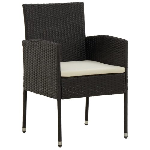 9-Piece Outdoor Dining Set Poly Rattan Wicker Outdoor Patio Furniture Black - Image 3