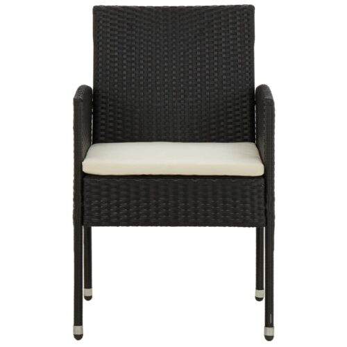 9-Piece Outdoor Dining Set Poly Rattan Wicker Outdoor Patio Furniture Black - Image 4