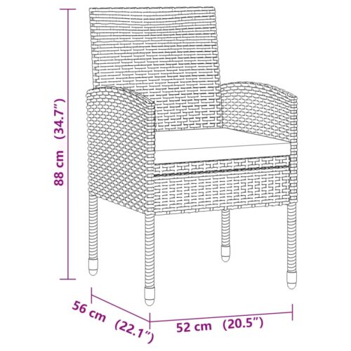 9-Piece Outdoor Dining Set Poly Rattan Wicker Outdoor Patio Furniture Black - Image 7