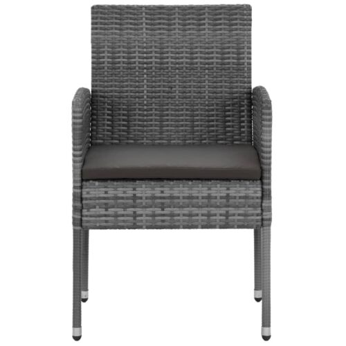 9-Piece Outdoor Dining Set Poly Rattan Wicker Outdoor Patio Furniture Grey - Image 5