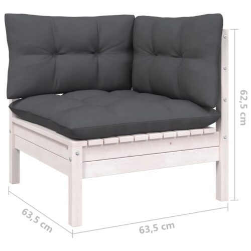 11-Piece Garden Lounge Set with Cushions White Pine Wood Outdoor Patio Furniture - Image 4