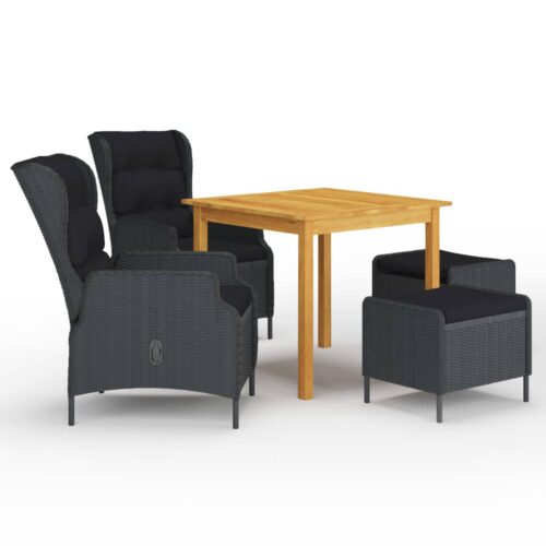 5-Piece Garden Dining Set Dark Grey