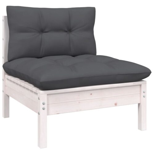 10-Piece Garden Lounge Set with Cushions White Pine Wood Outdoor Patio Furniture - Image 2