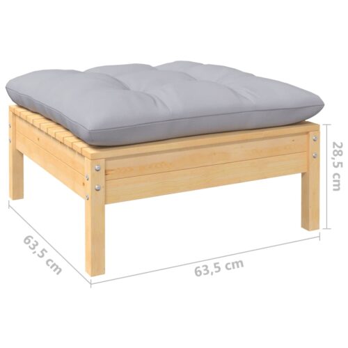 10-Piece Garden Lounge Set with Grey Cushions Pine Wood Outdoor Patio Furniture - Image 7