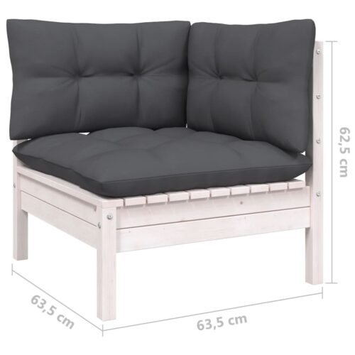 13-Piece Garden Lounge Set with Cushions White Pine Wood Outdoor Patio Furniture - Image 5