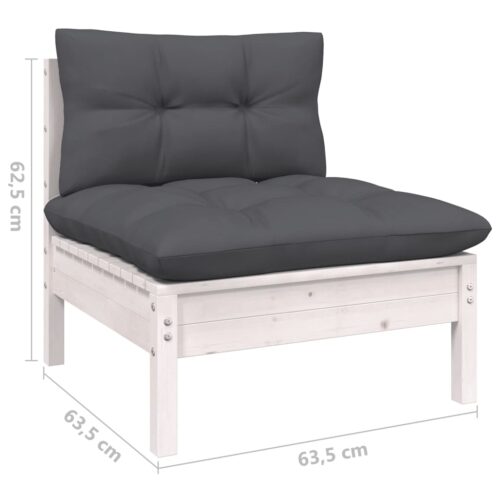 13-Piece Garden Lounge Set with Cushions White Pine Wood Outdoor Patio Furniture - Image 6