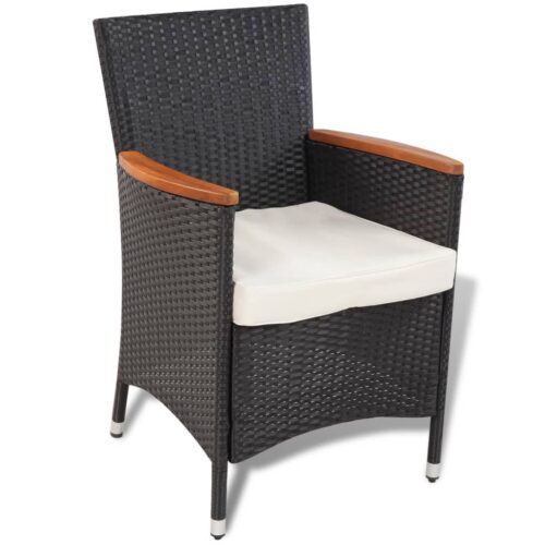 9-Piece Outdoor Dining Set with Cushions Poly Rattan Wicker Outdoor Patio Furniture - Image 4