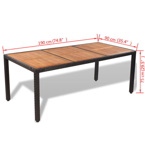 9-Piece Outdoor Dining Set with Cushions Poly Rattan Wicker Outdoor Patio Furniture - Image 7