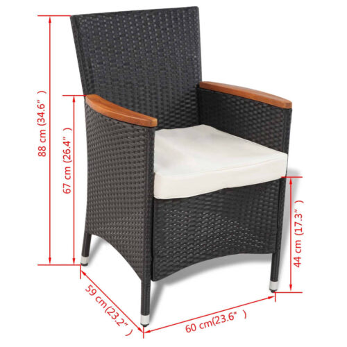 9-Piece Outdoor Dining Set with Cushions Poly Rattan Wicker Outdoor Patio Furniture - Image 8