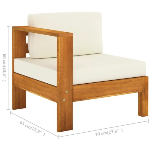 7-Piece Garden Lounge Set with Cream White Cushions Acacia Wood Outdoor Patio Lounge Furniture - Image 8