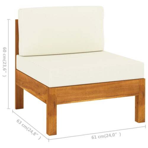 7-Piece Garden Lounge Set with Cream White Cushions Acacia Wood Outdoor Patio Lounge Furniture - Image 10