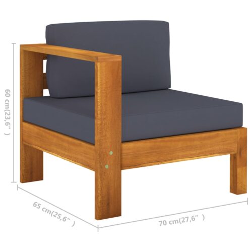 9-Piece Garden Lounge Set with Dark Grey Cushions Acacia Wood Outdoor Patio Furniture - Image 9