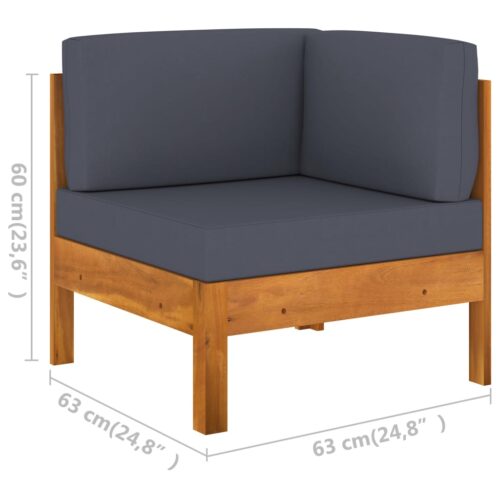 9-Piece Garden Lounge Set with Dark Grey Cushions Acacia Wood Outdoor Patio Furniture - Image 11