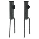 Parasol Stands with Spikes 2pcs 9x35cm Galvanised Steel