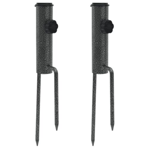 Parasol Stands with Spikes 2pcs 9x35cm Galvanised Steel