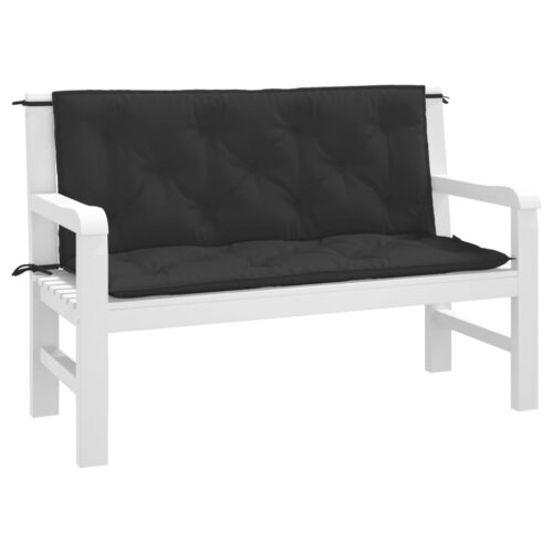 Garden Bench Cushions 2pcs Black 120x50x7cm Oxford Fabric - Image 3