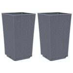 Garden Planters 2pcs Grey 32.5x32.5x57cm PP