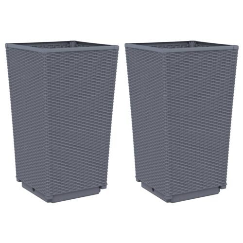 Garden Planters 2pcs Grey 32.5x32.5x57cm PP