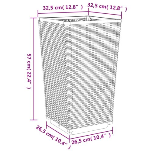 Garden Planters 2pcs Grey 32.5x32.5x57cm PP - Image 9
