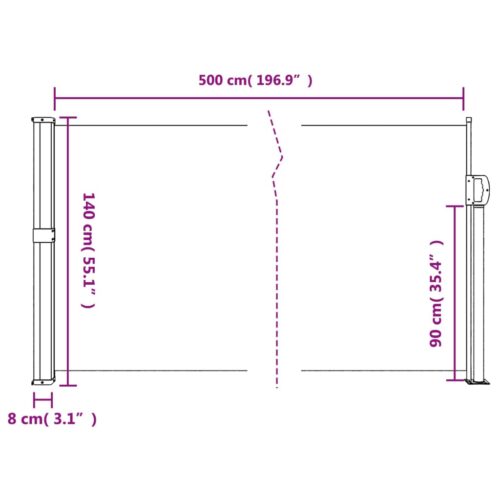Retractable Side Awning Anthracite 140x500cm - Image 10