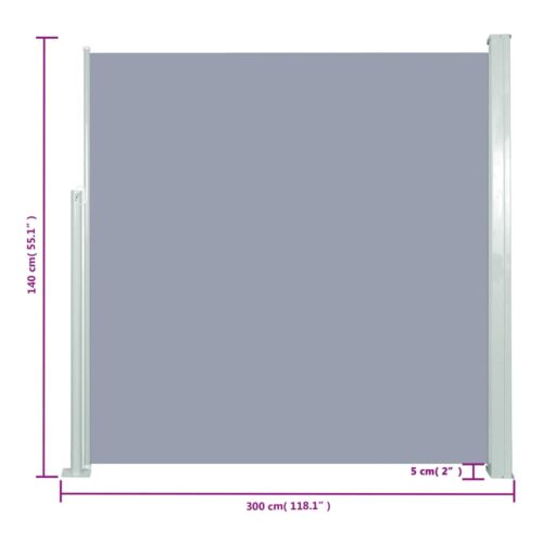 Retractable Side Awning 140 x 300cm Grey - Image 7