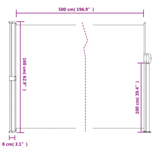 Retractable Side Awning Black 160x500cm - Image 10