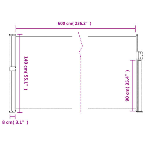 Retractable Side Awning Anthracite 140x600cm - Image 10