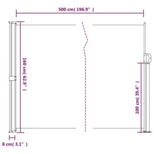 Retractable Side Awning Anthracite 160x500cm - Image 10