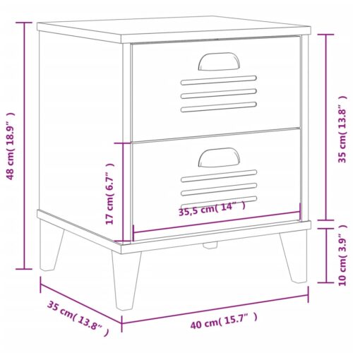 Bedside Cabinet VIKEN Anthracite Grey Engineered Wood - Image 10