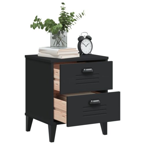 Bedside Cabinet VIKEN Black Engineered Wood - Image 4
