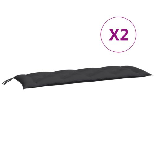 Garden Bench Cushions 2pcs Black 150x50x7cm Oxford Fabric - Image 2