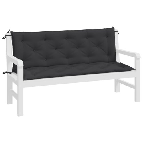 Garden Bench Cushions 2pcs Black 150x50x7cm Oxford Fabric - Image 4