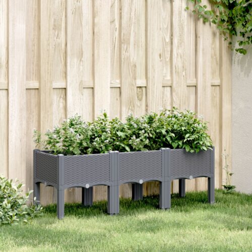 Garden Planter with Legs Grey 120x40x42cm PP - Image 8