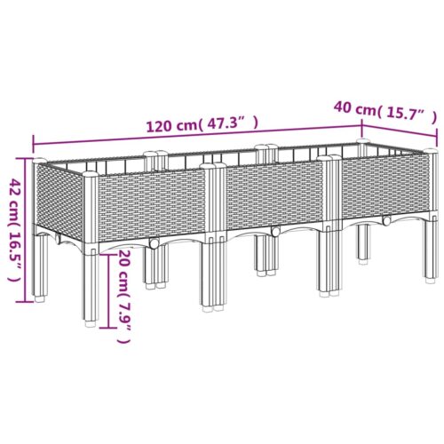 Garden Planter with Legs Grey 120x40x42cm PP - Image 7