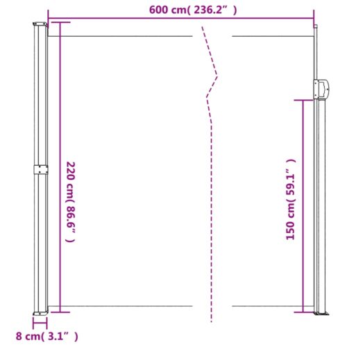 Retractable Side Awning Anthracite 220x600cm - Image 10