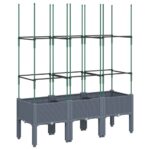 Garden Planter with Trellis Grey 120x40x142.5cm PP
