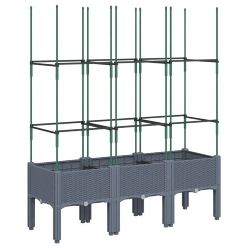 Garden Planter with Trellis Grey 120x40x142.5cm PP