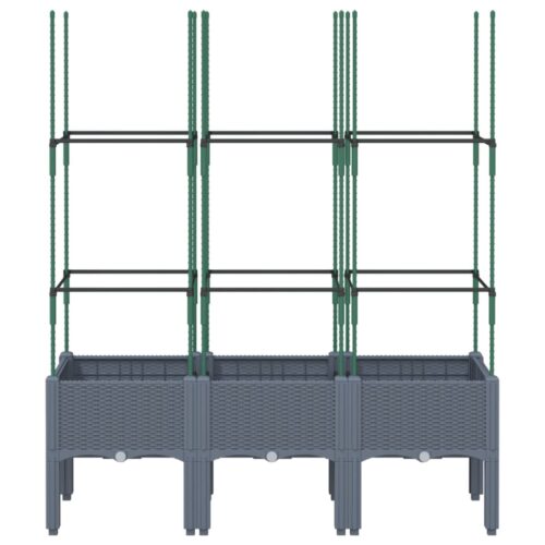 Garden Planter with Trellis Grey 120x40x142.5cm PP - Image 3