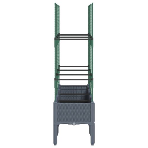 Garden Planter with Trellis Grey 120x40x142.5cm PP - Image 4