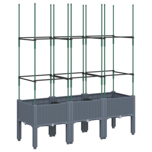 Garden Planter with Trellis Grey 120x40x142.5cm PP - Image 5