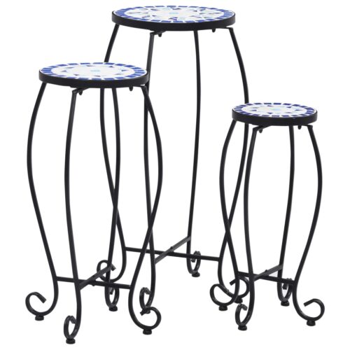 Mosaic Tables 3pcs Blue White Ceramic
