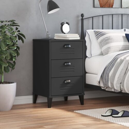 Bedside Cabinet VIKEN Black Engineered Wood - Image 3