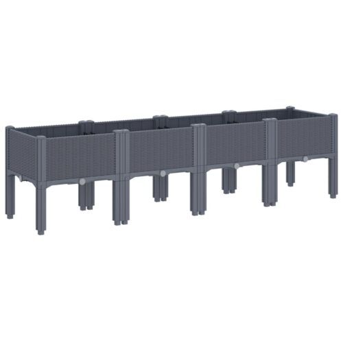 Garden Planter with Legs Grey 160x40x42cm PP - Image 5