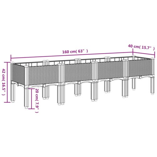 Garden Planter with Legs Grey 160x40x42cm PP - Image 7